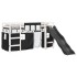 Cama alta niños con cortinas madera pino blanco negro 90x200