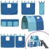 Cama alta para niños con túnel madera pino azul 80x200