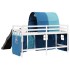Cama alta para niños con túnel madera pino azul 80x200