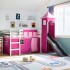 Cama alta para niños con torre madera pino rosa 80x200
