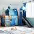 Cama alta para niños con torre madera pino azul 80x200