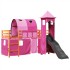 Cama alta para niños con torre madera pino rosa 90x190