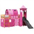 Cama alta para niños con torre madera pino rosa 90x190