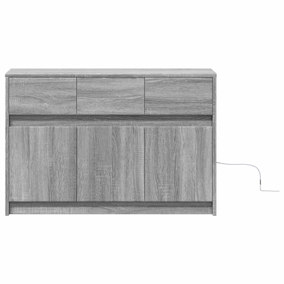 Mueble de TV con LED madera ingeniería gris Sonoma 91x34x61