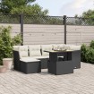 Set de comedor de jardín 7 pzas y cojines ratán sintético negro