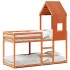 Cama litera con techo madera maciza pino marrón 80x200