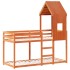 Cama litera con techo madera maciza pino marrón 80x200