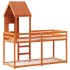 Cama litera con techo madera maciza pino marrón 80x200