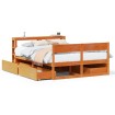 Estructura de cama sin colchón madera maciza marrón 135x190 cm