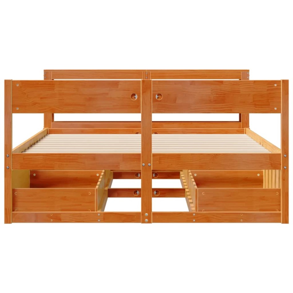 Estructura de cama sin colchón madera maciza marrón 135x190