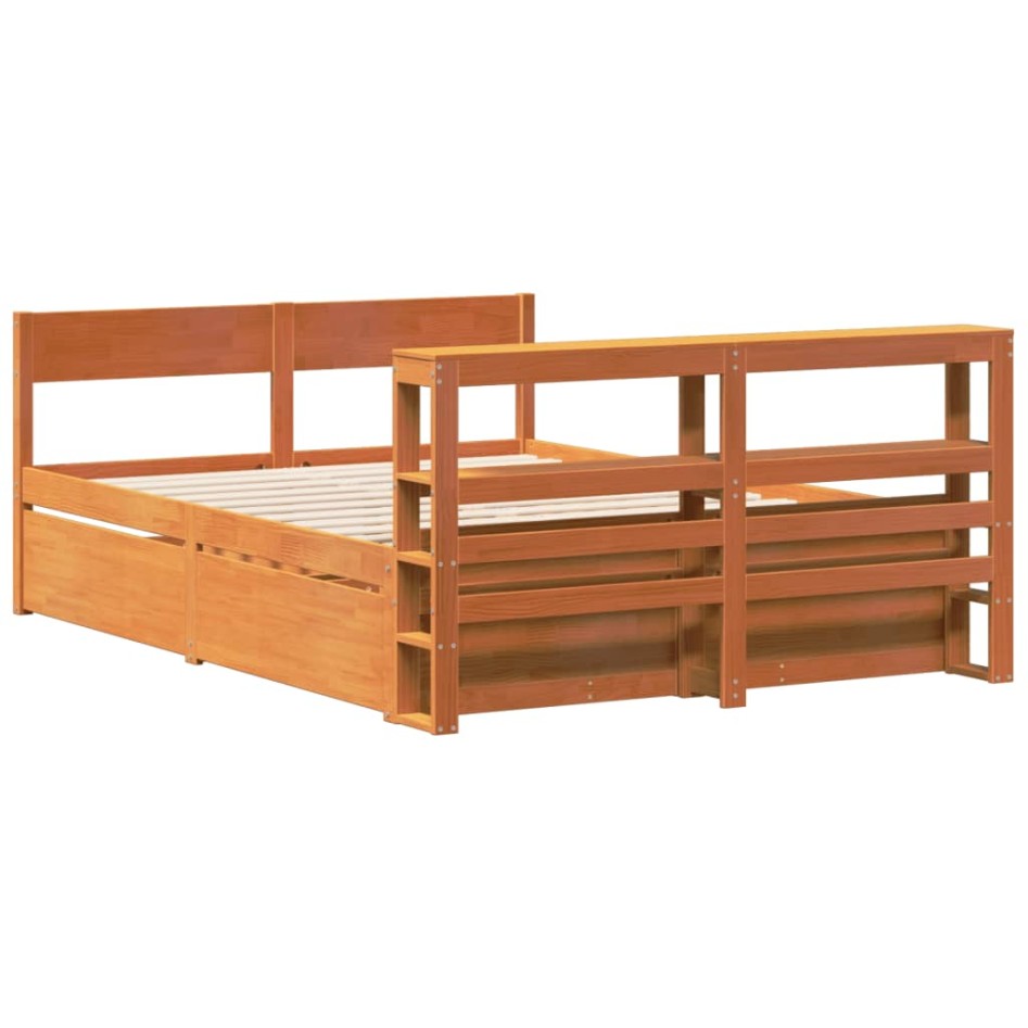 Estructura de cama sin colchón madera maciza marrón 120x190