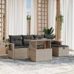 Set de sofás de jardín 6 pzas y cojines ratán sintético gris
