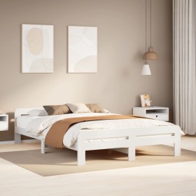 Estructura de cama sin colchón madera de pino blanca 140x200