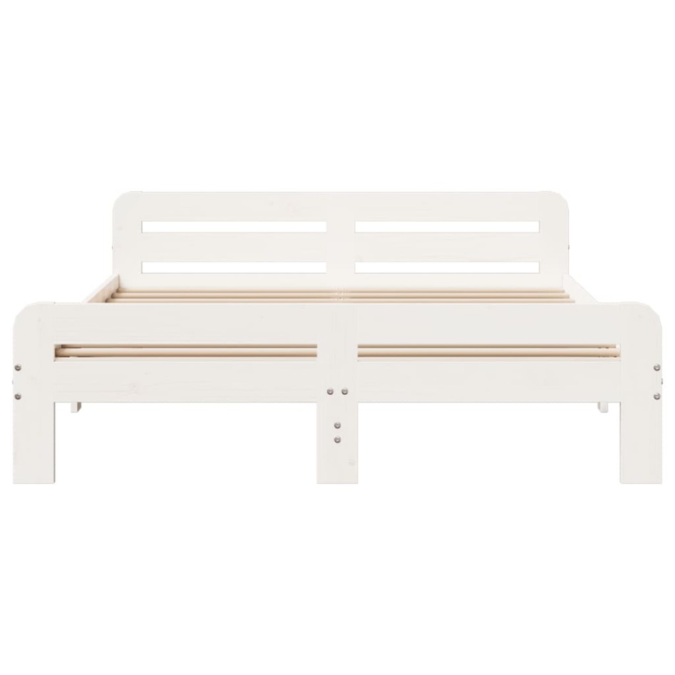 Estructura de cama sin colchón madera de pino blanca 140x200