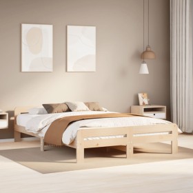 Estructura de cama sin colchón madera maciza de pino 140x190