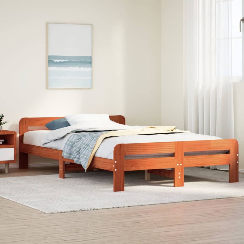 Estructura de cama sin colchón madera maciza marrón 120x190