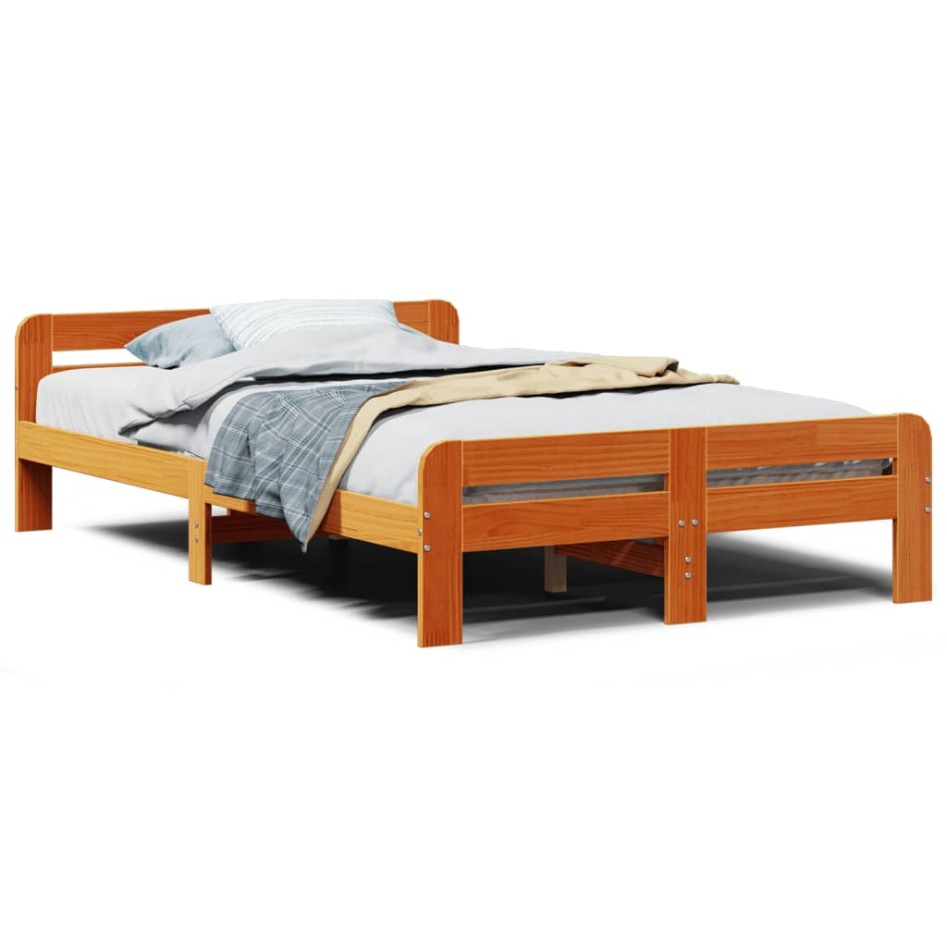 Estructura de cama sin colchón madera maciza marrón 120x190