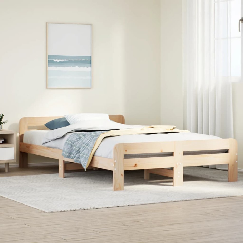 Estructura de cama sin colchón madera maciza de pino 120x190