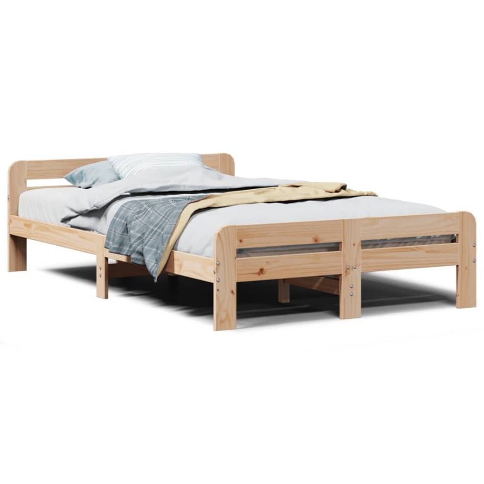 Estructura de cama sin colchón madera maciza de pino 120x190