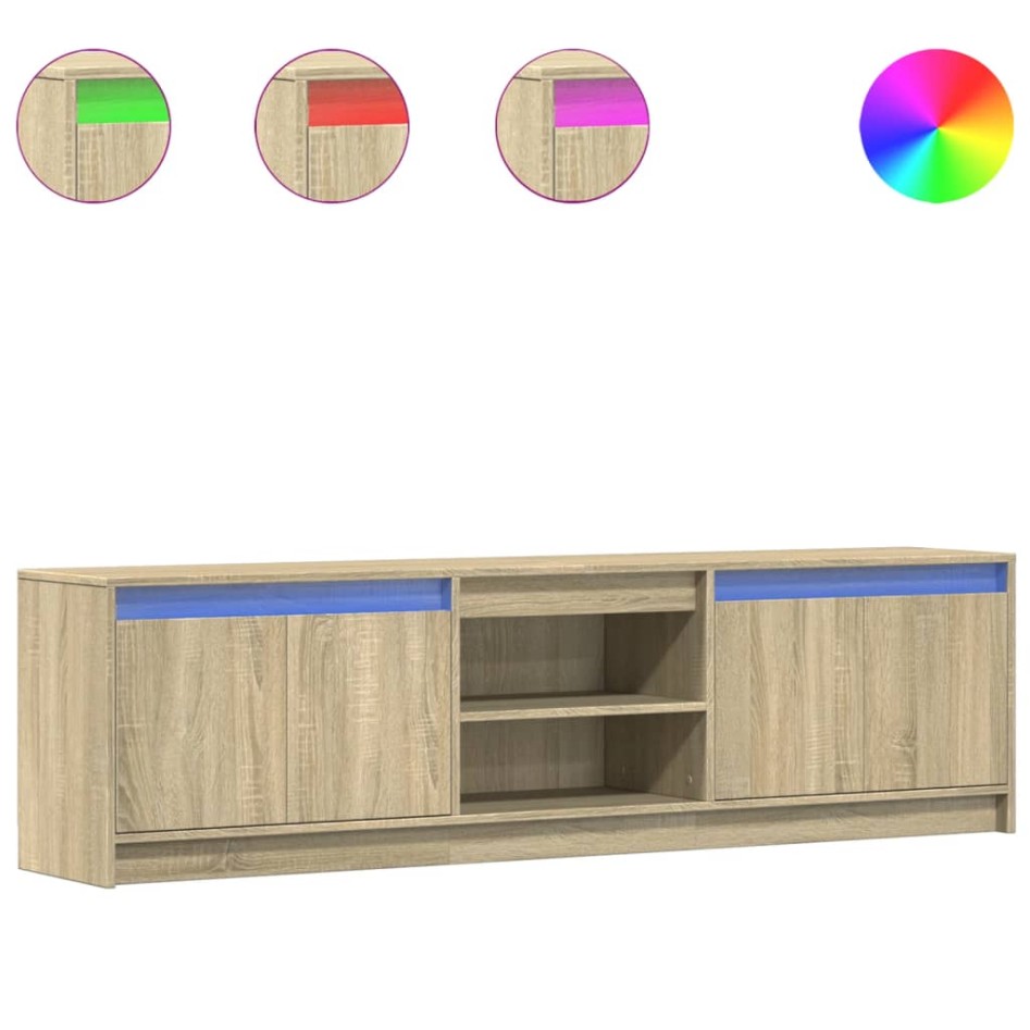 Mueble de TV LED madera de ingeniería roble Sonoma 180x34x50