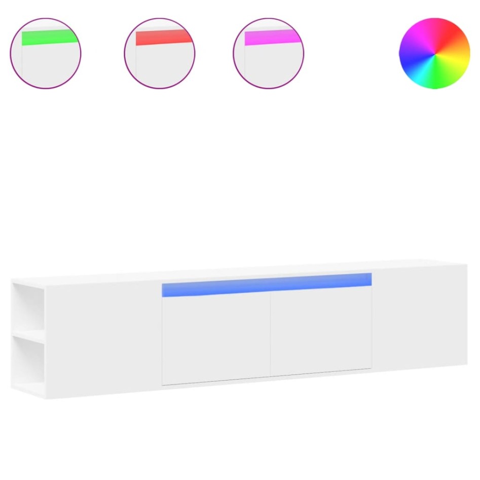 Mueble de TV de pared con luz LED blanco 180x31x39,5