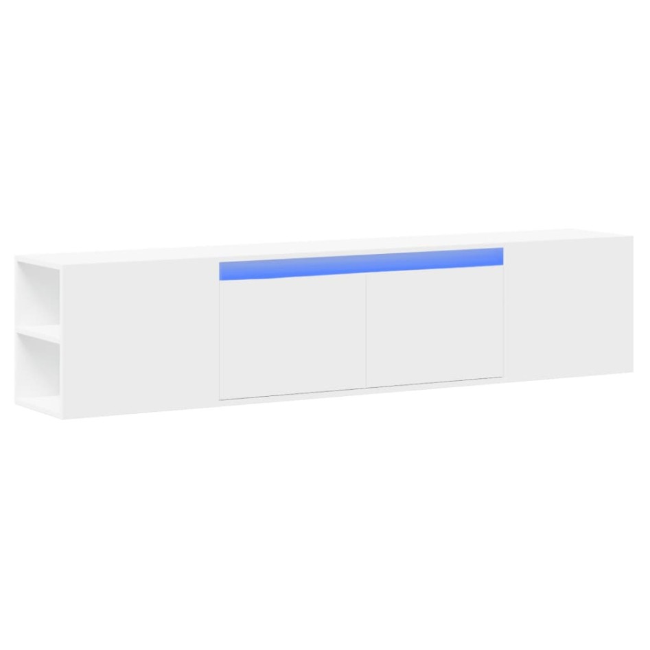 Mueble de TV de pared con luz LED blanco 180x31x39,5