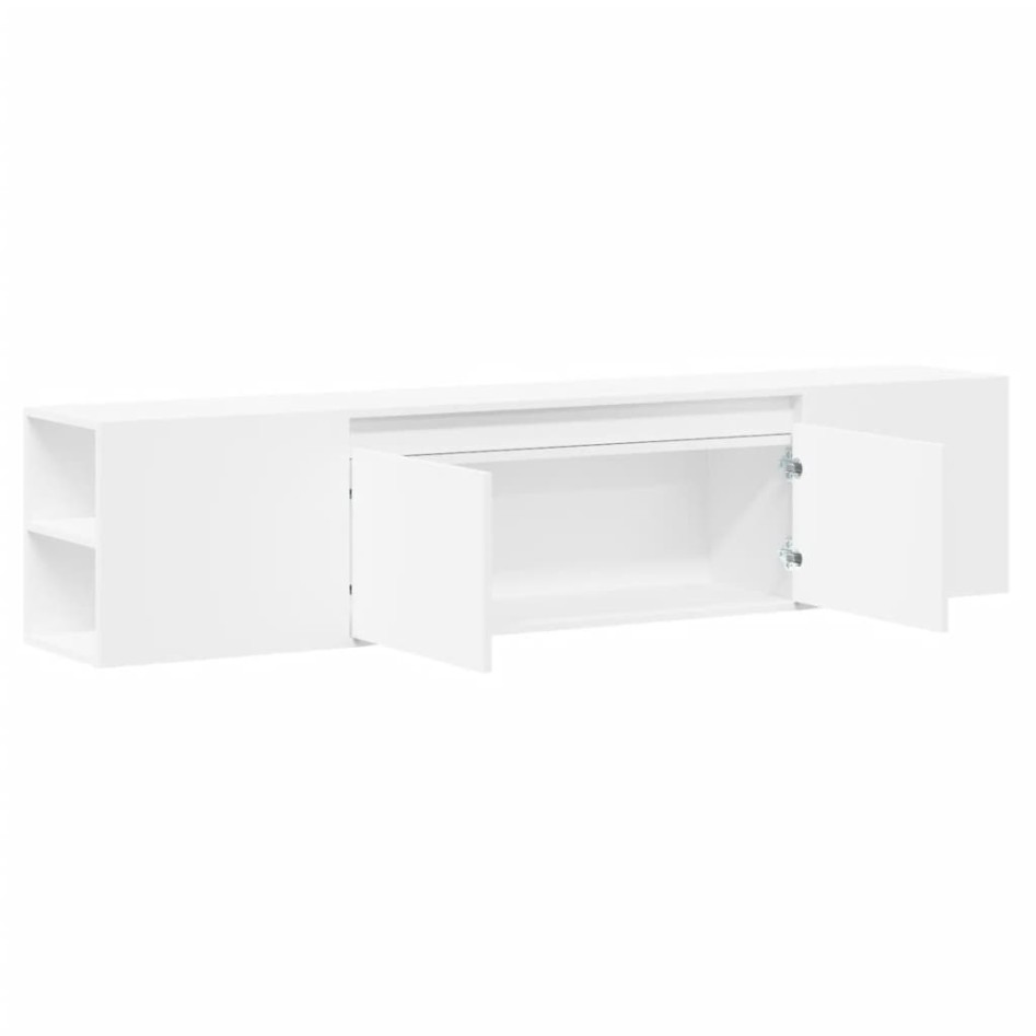 Mueble de TV de pared con luz LED blanco 180x31x39,5