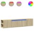 Mueble de TV de pared con luz LED roble Sonoma 180x31x39,5