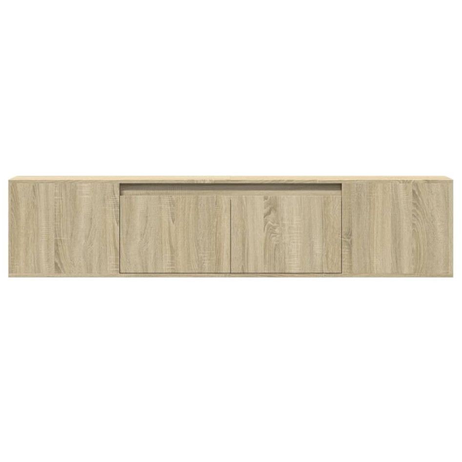 Mueble de TV de pared con luz LED roble Sonoma 180x31x39,5