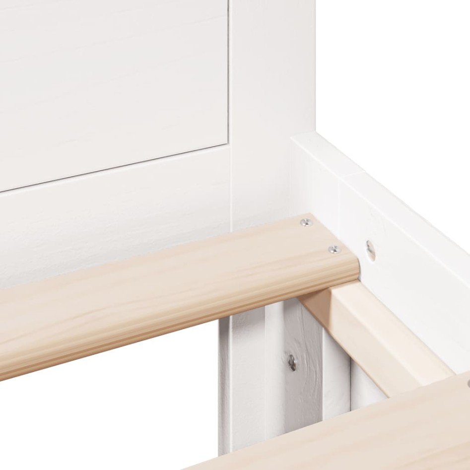 Cama con cabecero sin colchón madera maciza blanca 150x200