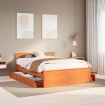 Cama con cabecero sin colchón madera maciza marrón 160x200 cm
