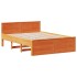 Cama con cabecero sin colchón madera maciza marrón 160x200