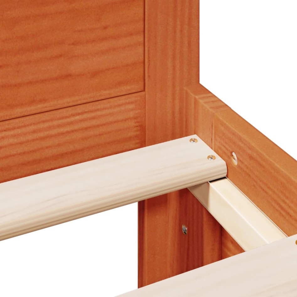 Cama con cabecero sin colchón madera maciza marrón 160x200