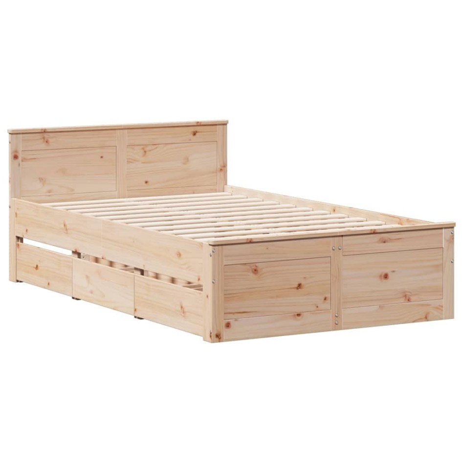 Cama con cabecero sin colchón madera maciza de pino 120x200