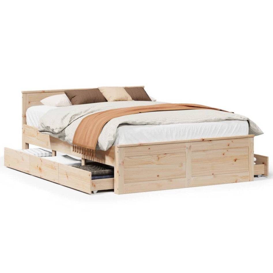 Cama con cabecero sin colchón madera maciza de pino 140x190