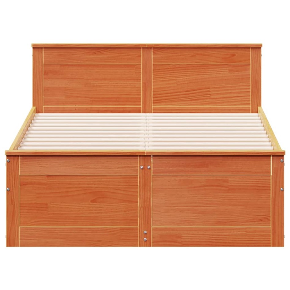 Cama con cabecero sin colchón madera maciza marrón 135x190