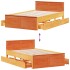 Cama con cabecero sin colchón madera maciza marrón 135x190