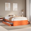Cama con cajones sin colchón madera maciza marrón 140x200 cm