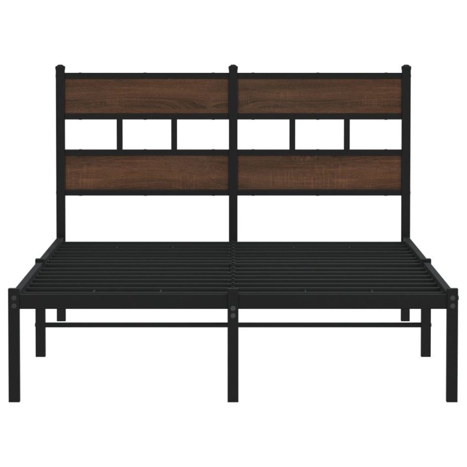 Estructura cama con cabecero sin colchón marrón roble