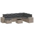 Set de muebles de jardín 9 pzas y cojines ratán sintético