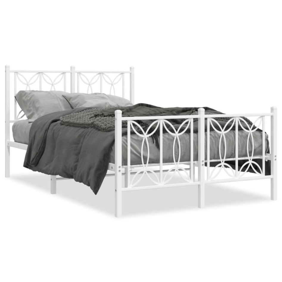 Estructura cama sin colchón con estribo metal blanco 120x200