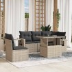 Set de sofás de jardín 6 pzas y cojines ratán sintético gris