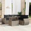 Set de sofás de jardín 6 pzas y cojines ratán sintético gris