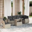 Set de sofás de jardín 7 pzas con cojines ratán PE gris claro