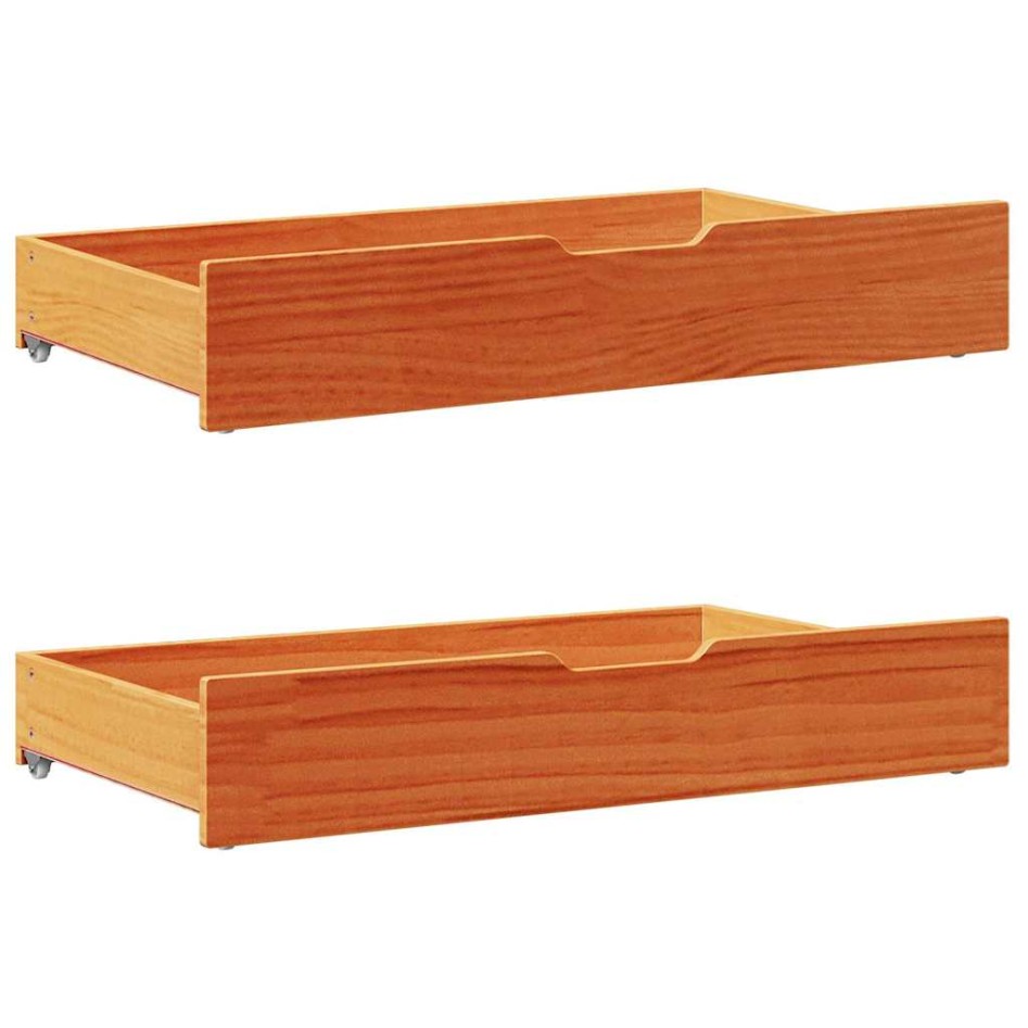 Cama sin colchón madera maciza de pino marrón cera 200x200