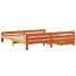 Cama sin colchón madera maciza de pino marrón cera 200x200