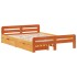 Cama sin colchón madera maciza de pino marrón cera 140x200