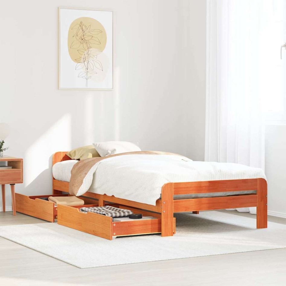 Estructura de cama sin colchón madera de pino marrón 90x200
