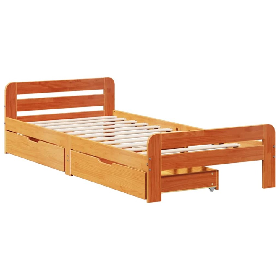 Estructura de cama sin colchón madera de pino marrón 90x200