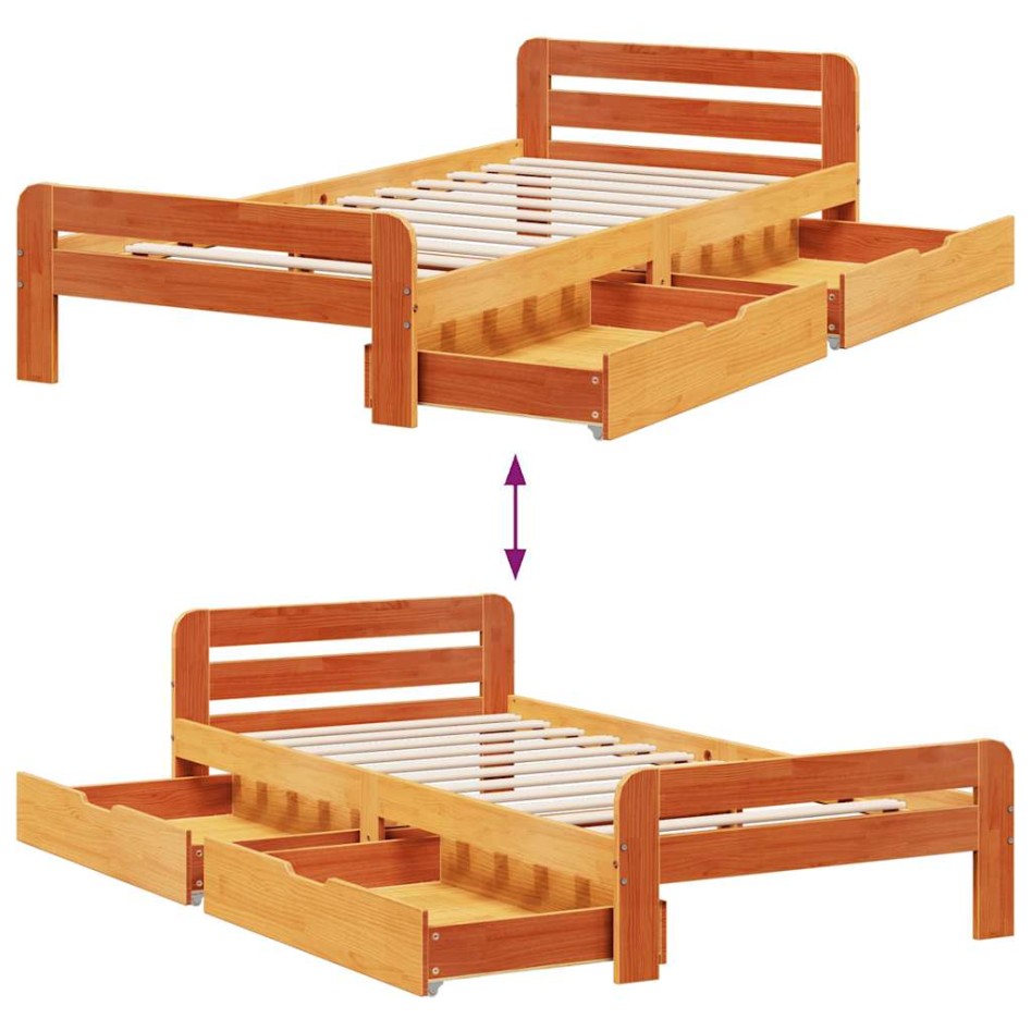 Estructura de cama sin colchón madera de pino marrón 90x200